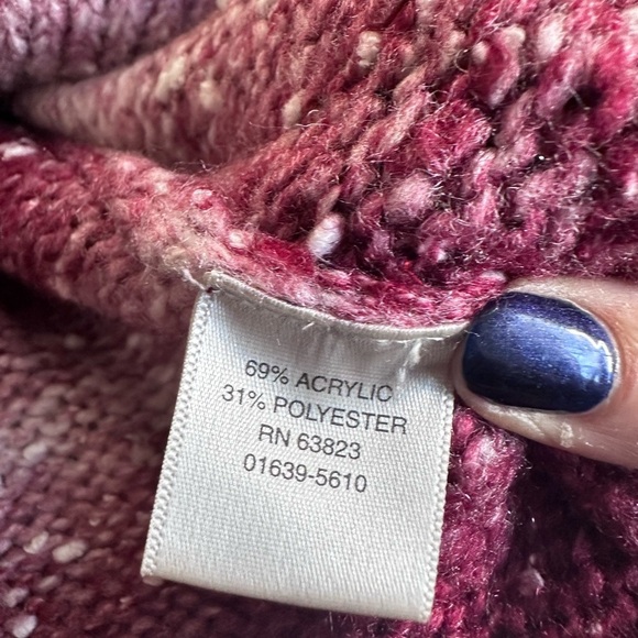 Christopher & Banks Womens Burgundy and White Speckled Cardigan Size Large - Picture 4 of 4